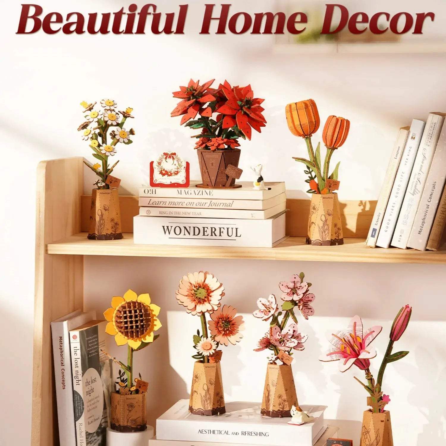  Wooden 3D Poinsettia Puzzle Kit Home Decor Premium -  ToylandEU™