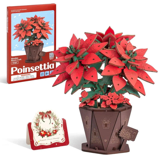  Wooden 3D Poinsettia Puzzle Kit Home Decor Premium -  ToylandEU™