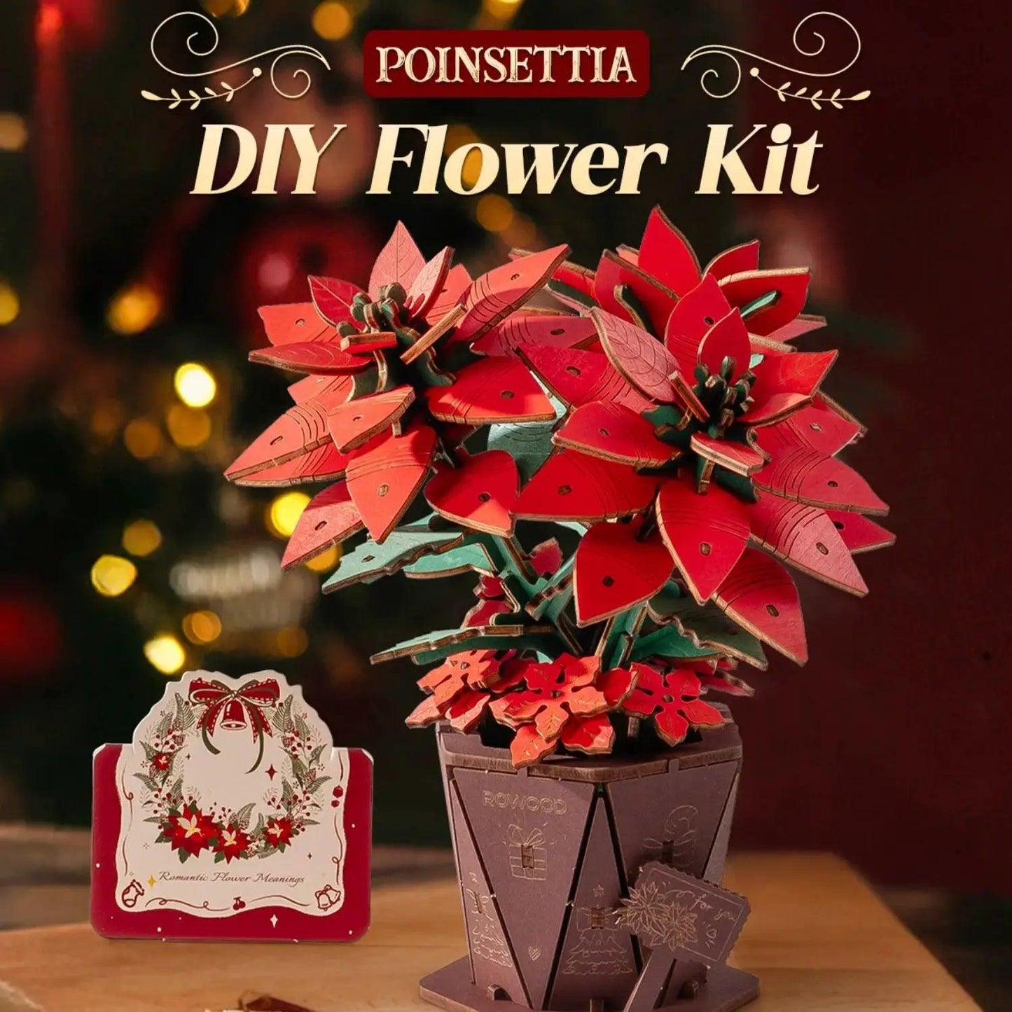  Wooden 3D Poinsettia Puzzle Kit Home Decor Premium -  ToylandEU™
