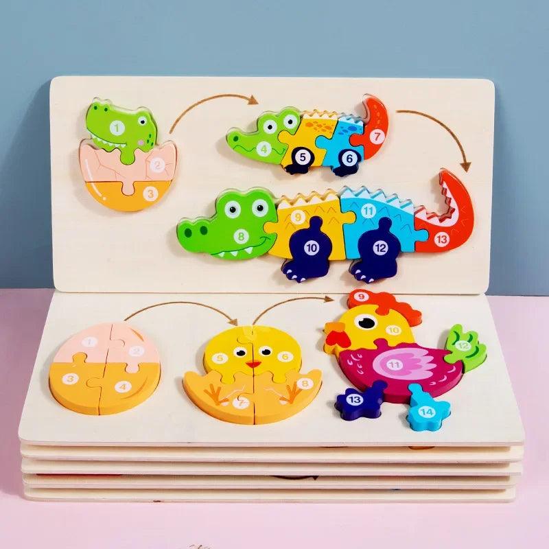  Wooden 3D Puzzle | Dinosaur Theme Toy For Ages 3-6 | Toylandeu™ 