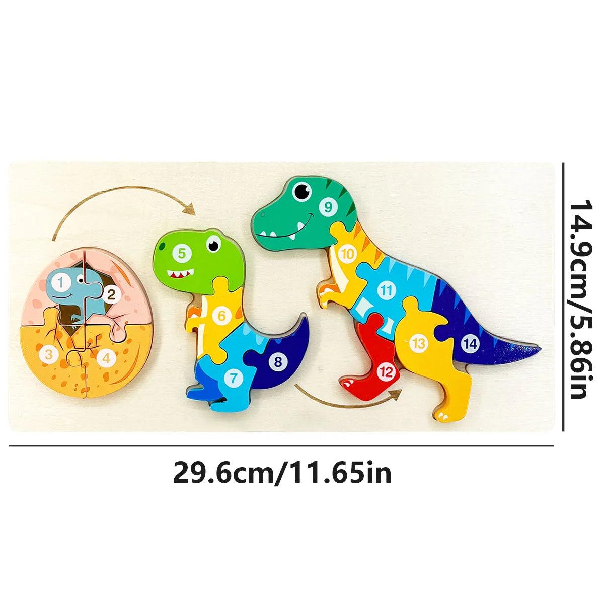  Wooden 3D Puzzle | Dinosaur Theme Toy For Ages 3-6 | Toylandeu™ 