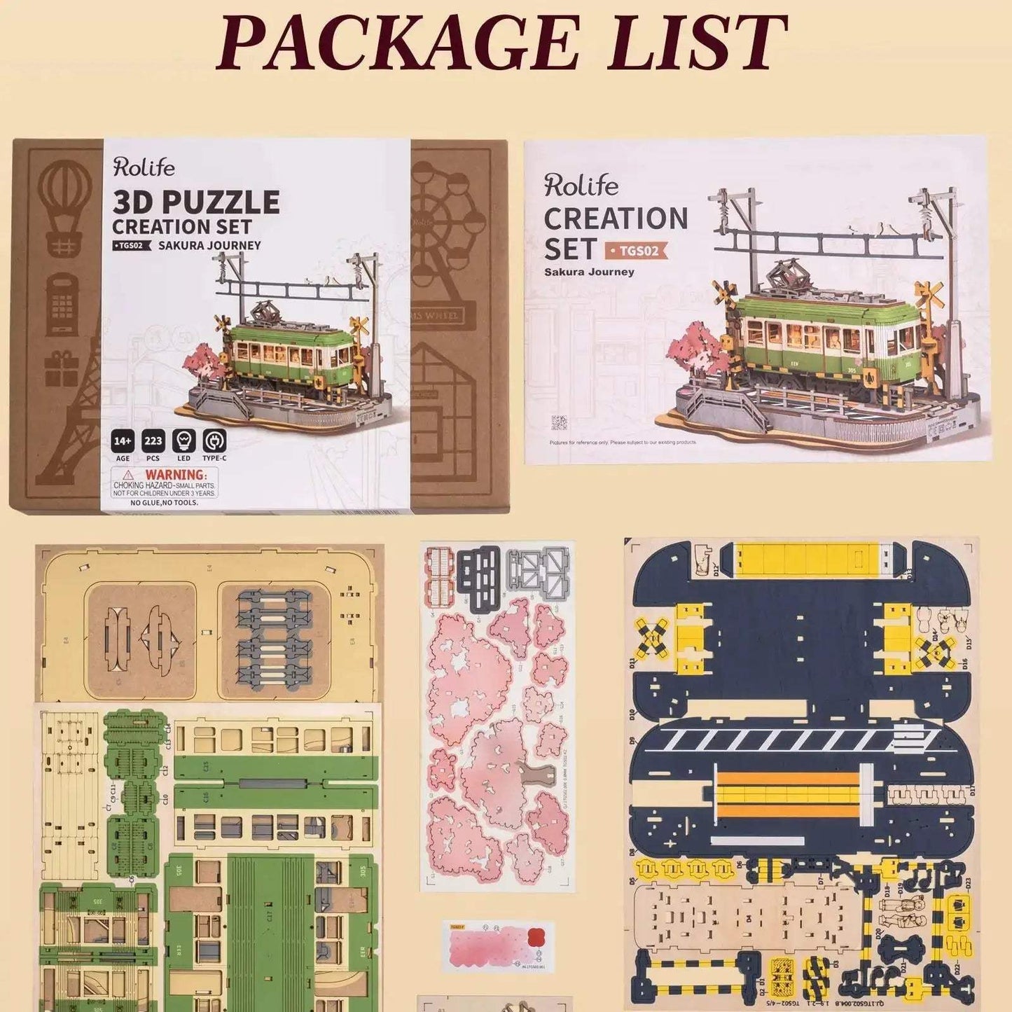  Wooden 3D Puzzle Sakura Tram LED Light Decor Gift -  ToylandEU™