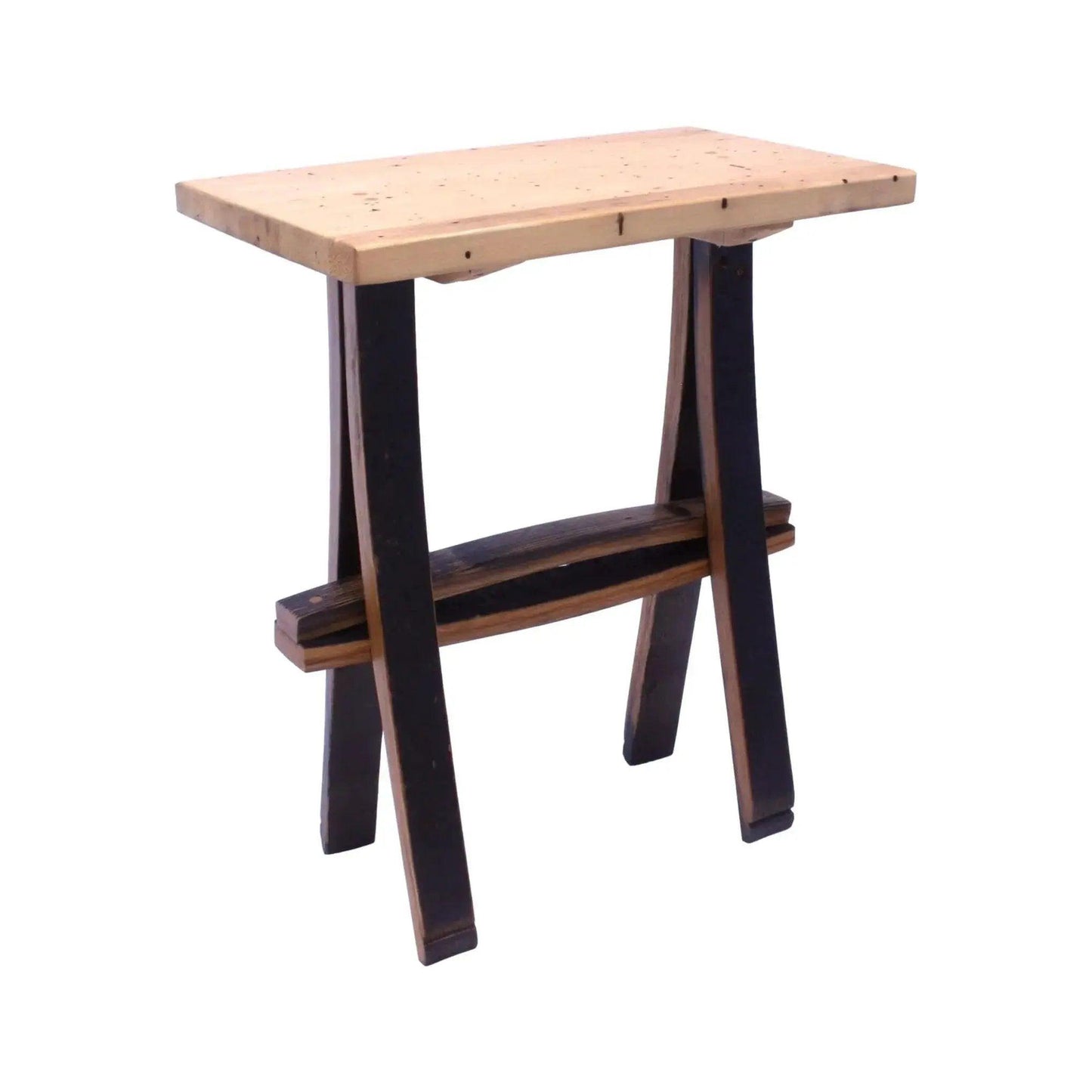  Rustic Wooden Accent or End Table with Wormy Maple Top and Barrel Stave Legs -  ToylandEU™