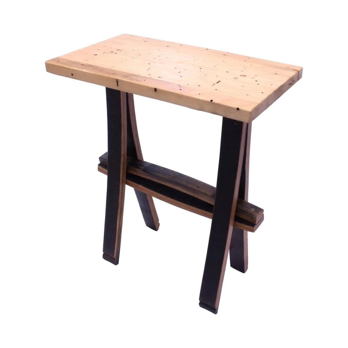  Rustic Wooden Accent or End Table with Wormy Maple Top and Barrel Stave Legs -  ToylandEU™