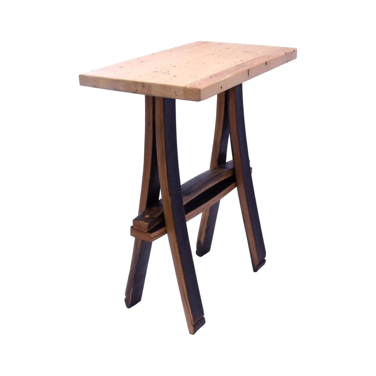  Rustic Wooden Accent or End Table with Wormy Maple Top and Barrel Stave Legs -  ToylandEU™