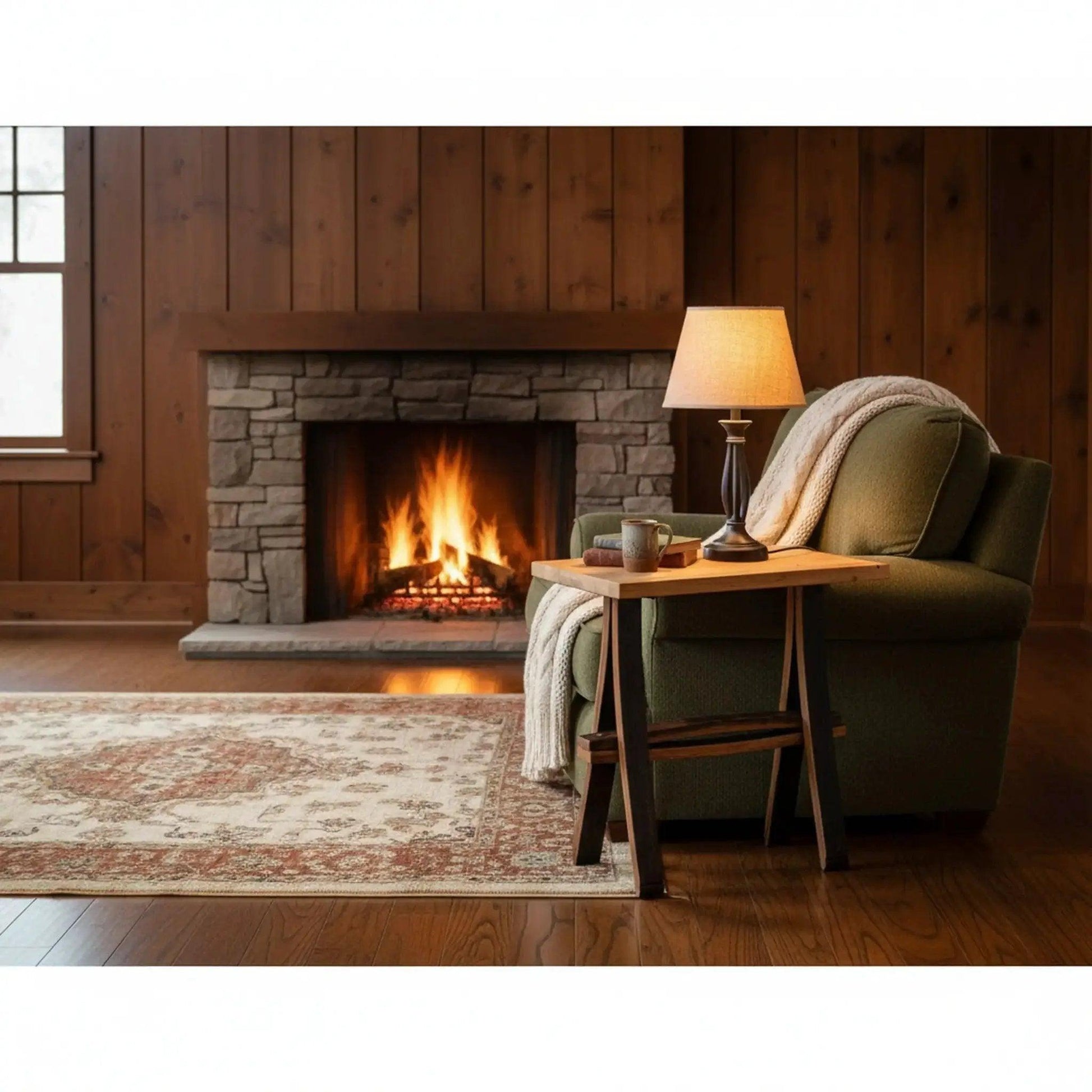  Rustic Wooden Accent or End Table with Wormy Maple Top and Barrel Stave Legs -  ToylandEU™