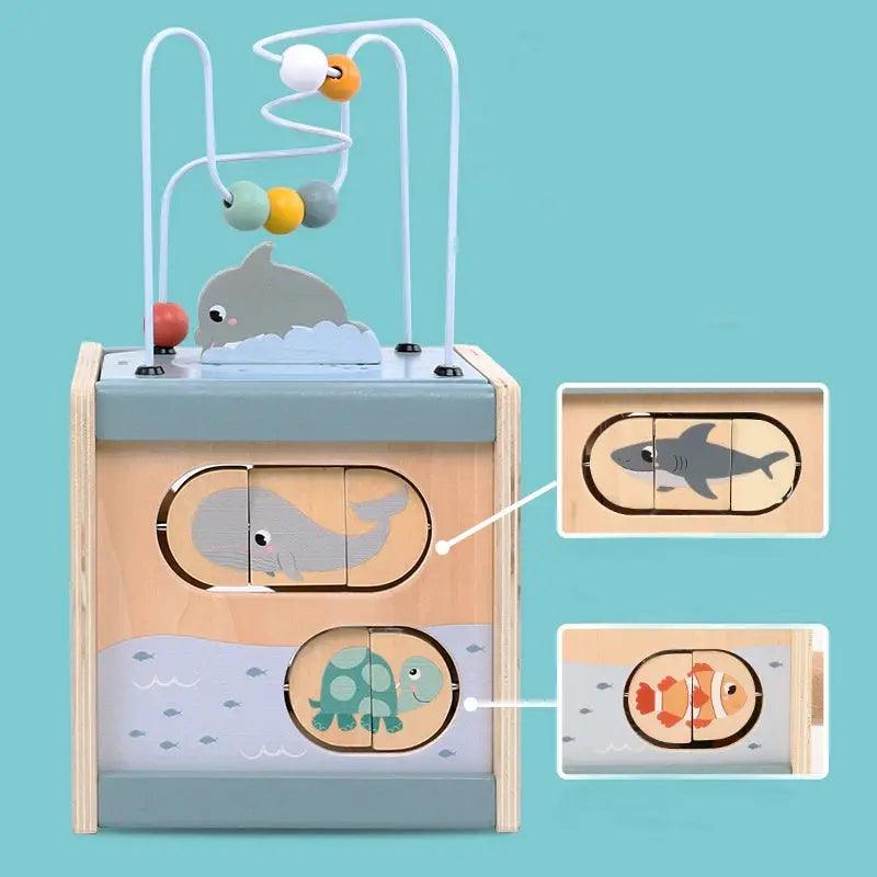  Wooden Activity Cube Bead Maze FiveInOne Montessori Toy -  ToylandEU™