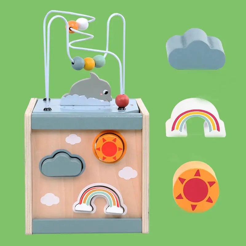  Wooden Activity Cube Bead Maze FiveInOne Montessori Toy -  ToylandEU™