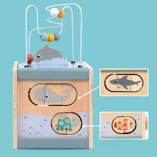  Wooden Activity Cube Bead Maze FiveInOne Montessori Toy -  ToylandEU™