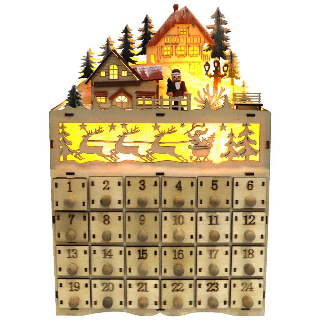 Wooden Advent Calendar | LED Lighted House | Toylandeu™
