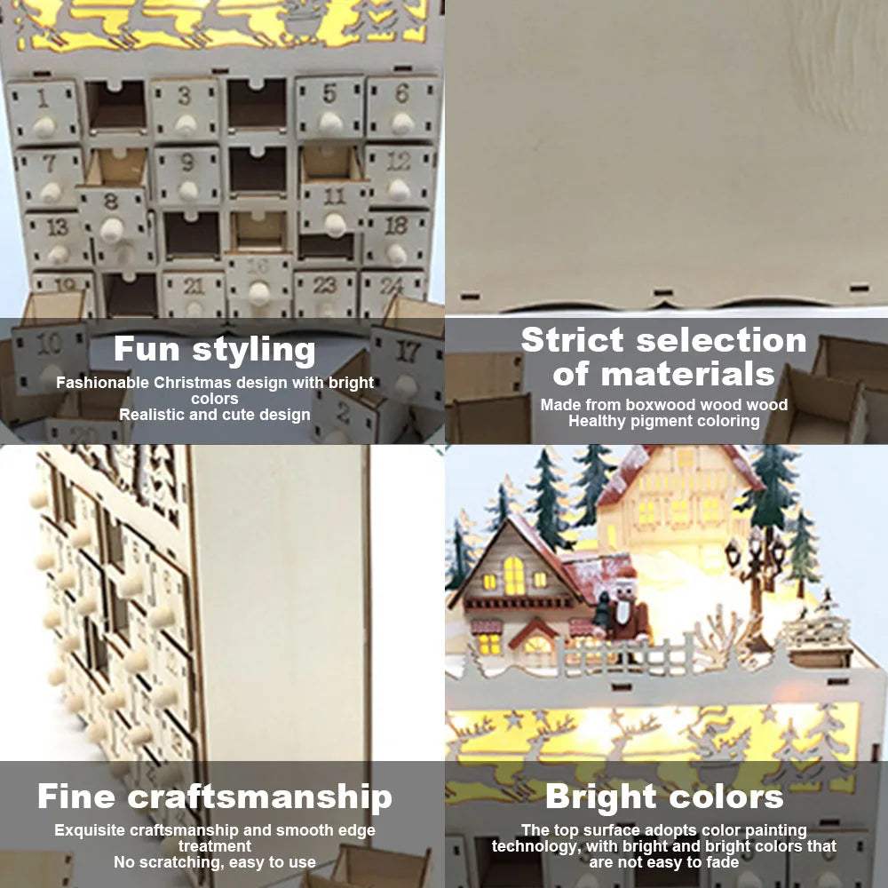Wooden Advent Calendar | LED Lighted House | Toylandeu™