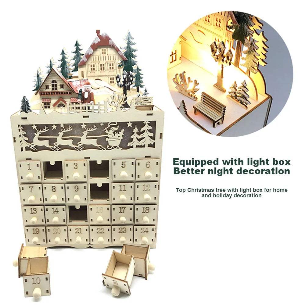 Wooden Advent Calendar | LED Lighted House | Toylandeu™
