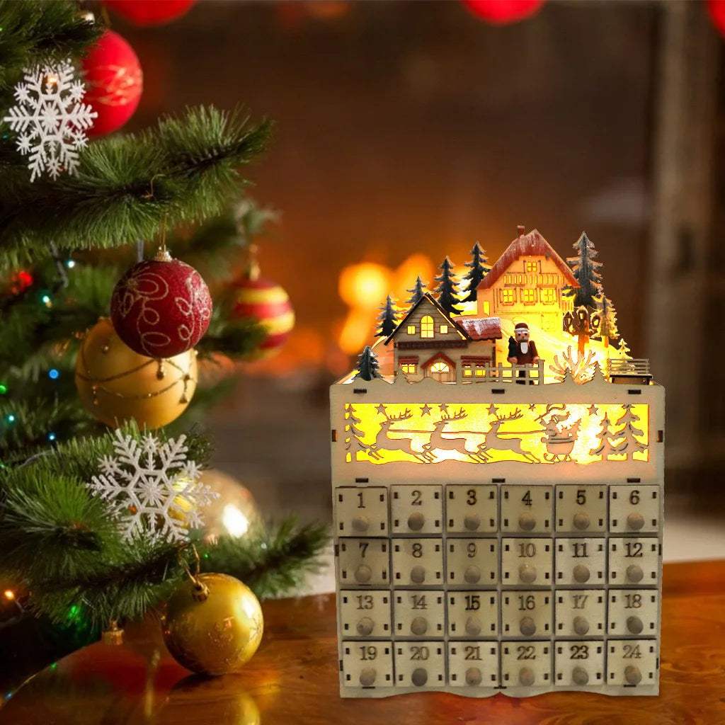 Wooden Advent Calendar | LED Lighted House | Toylandeu™