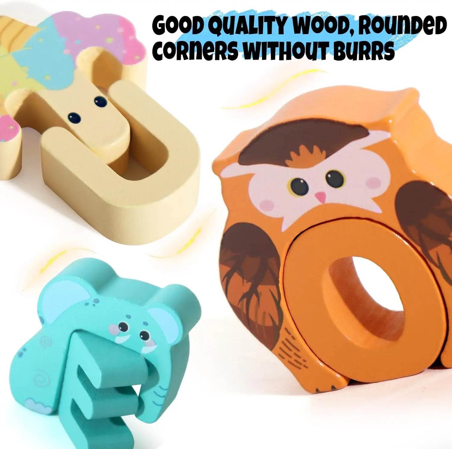 Wooden Puzzle Sorting Toys Animal Alphabet Matching Game Montessori Educational Toys for Toddlers Preschool Learning Activities - ToylandEU