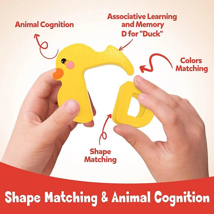 Wooden Puzzle Sorting Toys Animal Alphabet Matching Game Montessori Educational Toys for Toddlers Preschool Learning Activities - ToylandEU