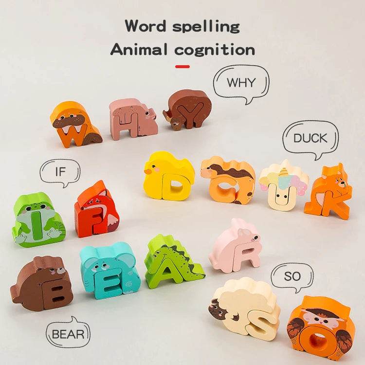 Wooden Puzzle Sorting Toys Animal Alphabet Matching Game Montessori Educational Toys for Toddlers Preschool Learning Activities - ToylandEU