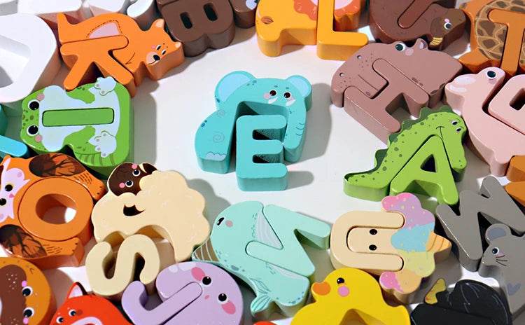 Wooden Puzzle Sorting Toys Animal Alphabet Matching Game Montessori Educational Toys for Toddlers Preschool Learning Activities - ToylandEU