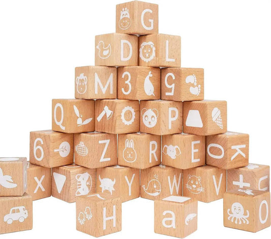  Wooden Alphabet Blocks for Toddlers Build Literacy Safe -  ToylandEU™