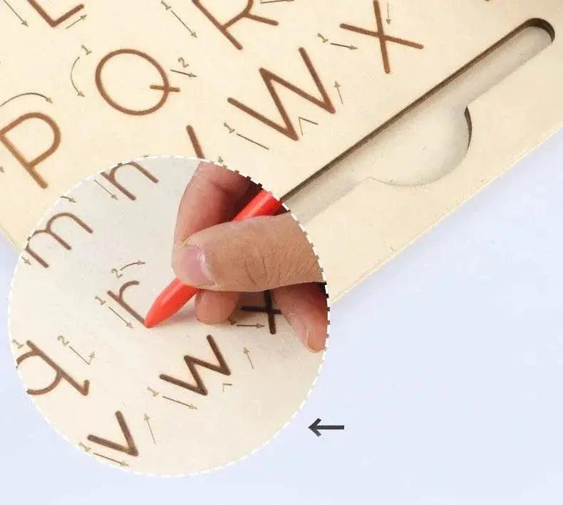  Wooden Alphabet Board For Children Writing Practice Montessori Alphanumeric Letter Tracing -  ToylandEU™