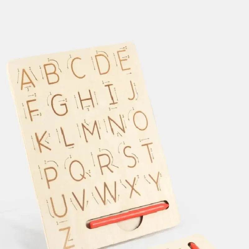 Children Writing Practice Wooden Alphabet Board Alphanumeric Handwritten Track Copy Groove Montessori Toys - ToylandEU