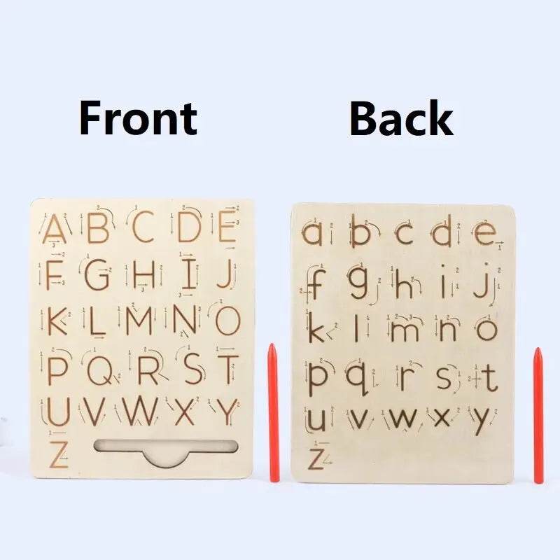 Children Writing Practice Wooden Alphabet Board Alphanumeric Handwritten Track Copy Groove Montessori Toys - ToylandEU