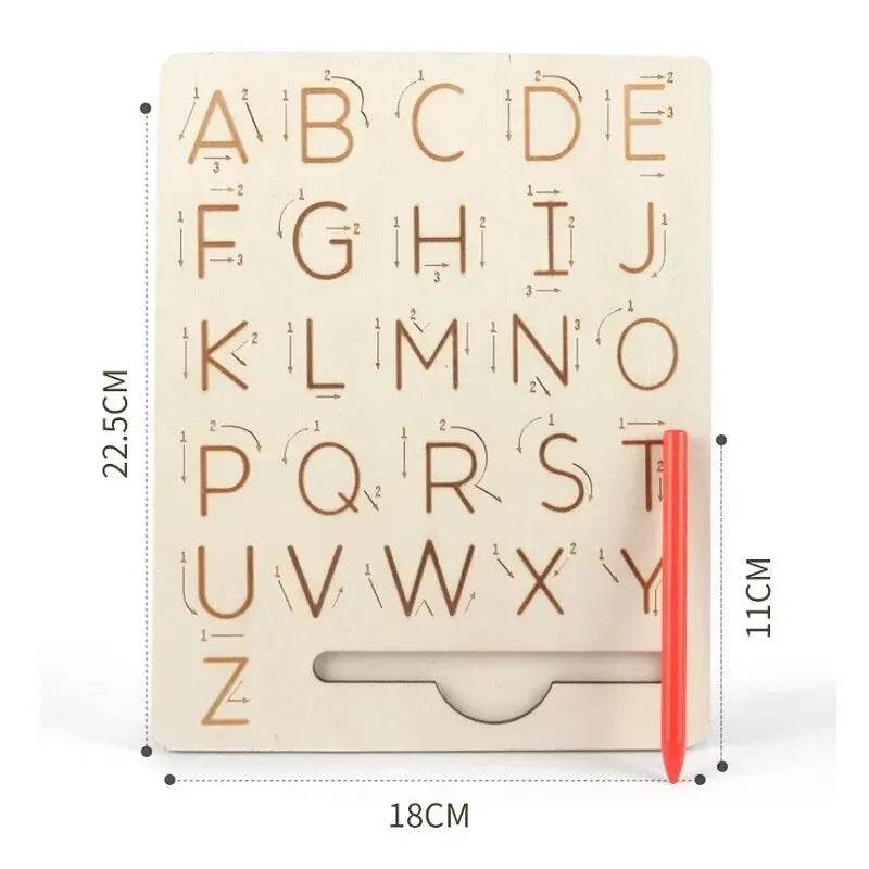 Children Writing Practice Wooden Alphabet Board Alphanumeric Handwritten Track Copy Groove Montessori Toys - ToylandEU