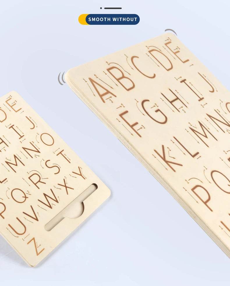 Children Writing Practice Wooden Alphabet Board Alphanumeric Handwritten Track Copy Groove Montessori Toys - ToylandEU