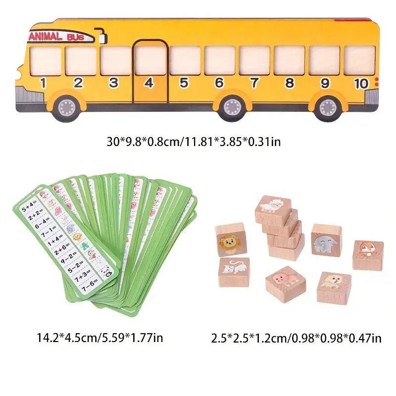  Wooden Animal Bus Puzzle Toy Safe Montessori Learning -  ToylandEU™