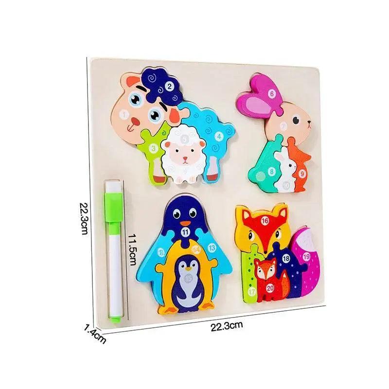  Wooden Animal Parent-Child Drawing Board 3D Puzzle Toys -  ToylandEU™