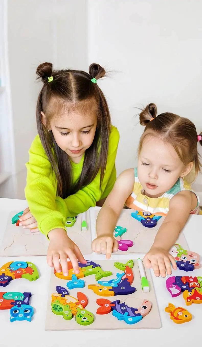  Wooden Animal Parent-Child Drawing Board 3D Puzzle Toys -  ToylandEU™