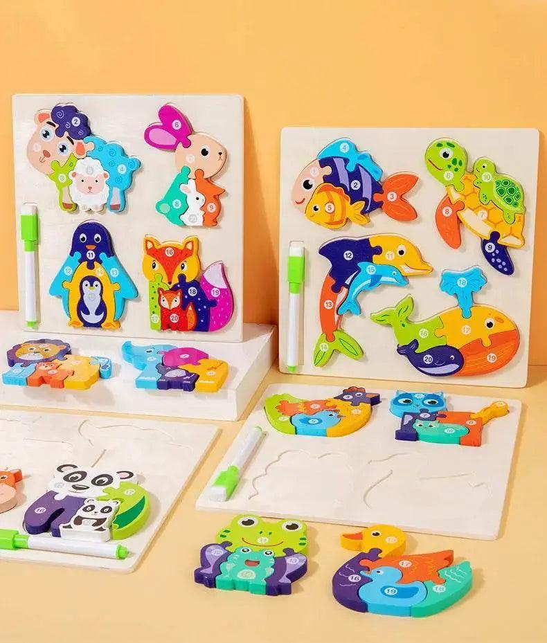  Wooden Animal Parent-Child Drawing Board 3D Puzzle Toys -  ToylandEU™