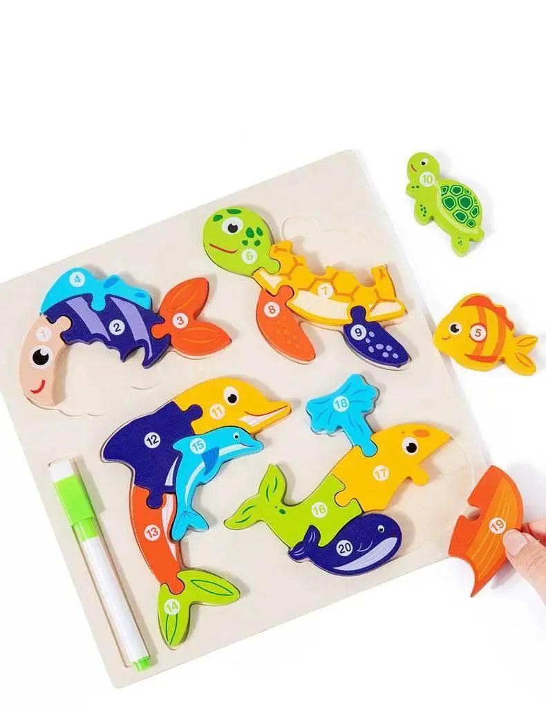  Wooden Animal Parent-Child Drawing Board 3D Puzzle Toys -  ToylandEU™