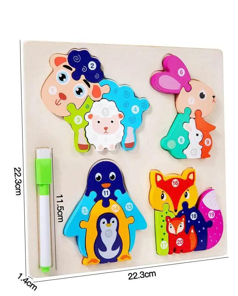  Wooden Animal Parent-Child Drawing Board 3D Puzzle Toys -  ToylandEU™