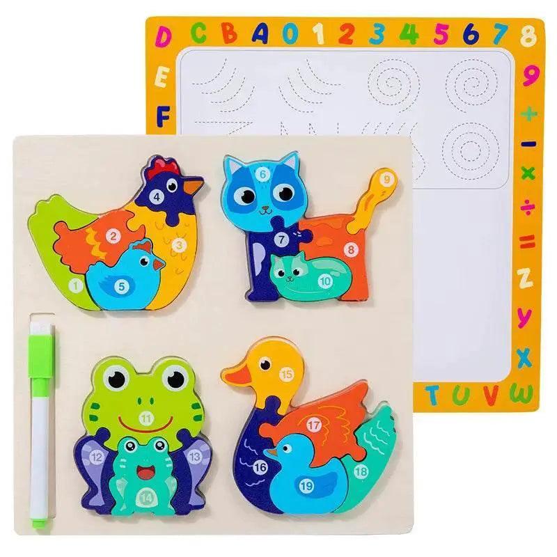  Wooden Animal Parent-Child Drawing Board 3D Puzzle Toys -  ToylandEU™