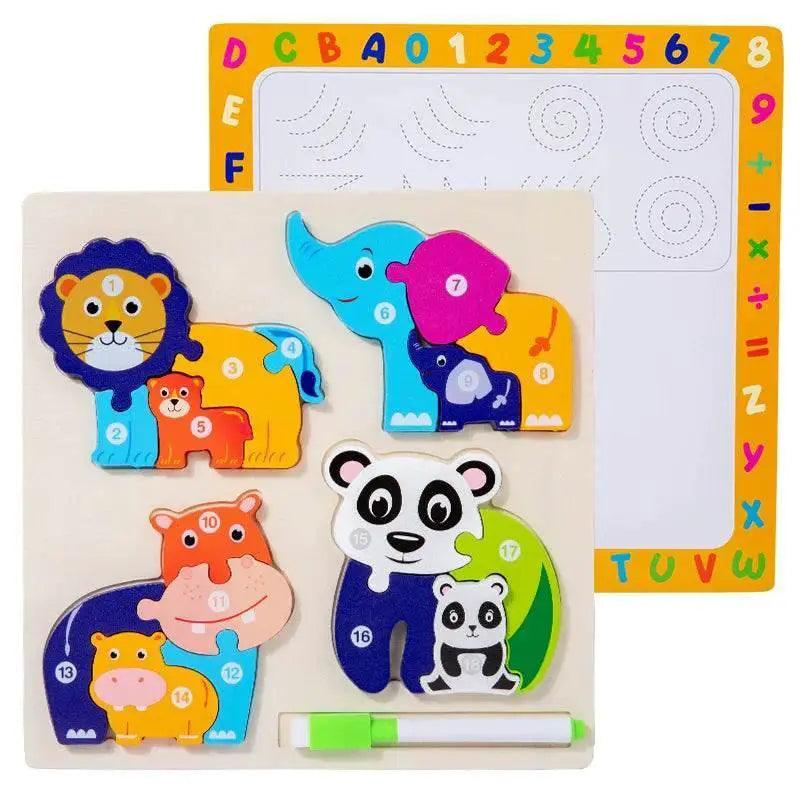  Wooden Animal Parent-Child Drawing Board 3D Puzzle Toys -  ToylandEU™
