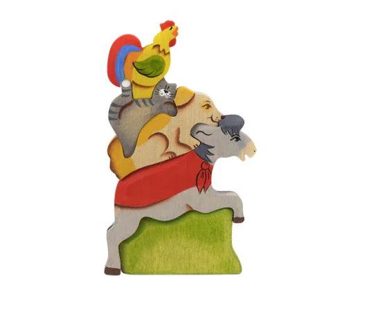 Wooden Animal Puzzle Set With Hand Painted Figures And Stand - ToylandEU