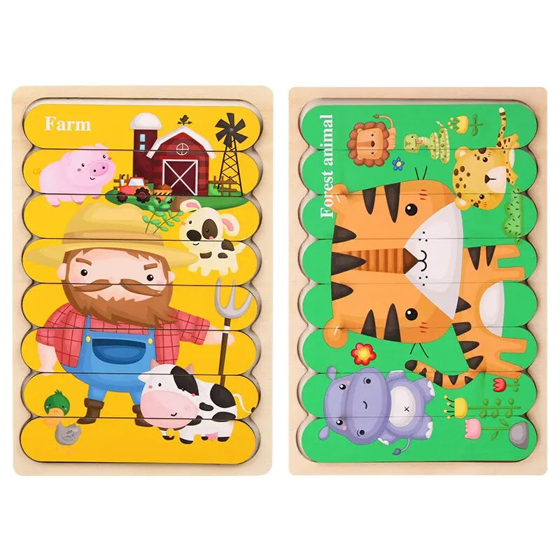 Wooden Animal and Fruit Jigsaw Puzzle for Children's Early Education and Learning Toyland EU