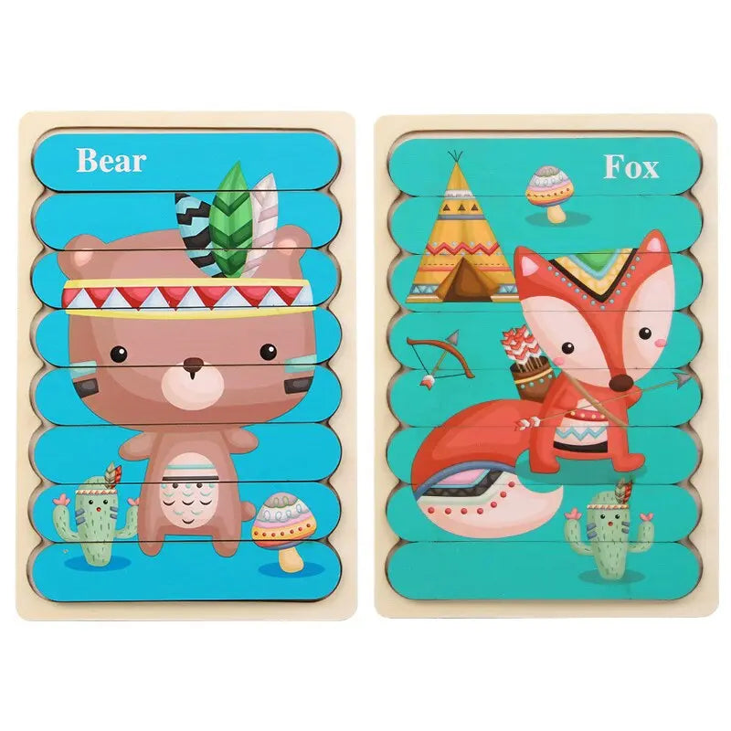 Wooden Animal and Fruit Jigsaw Puzzle for Children's Early Education and Learning Toyland EU