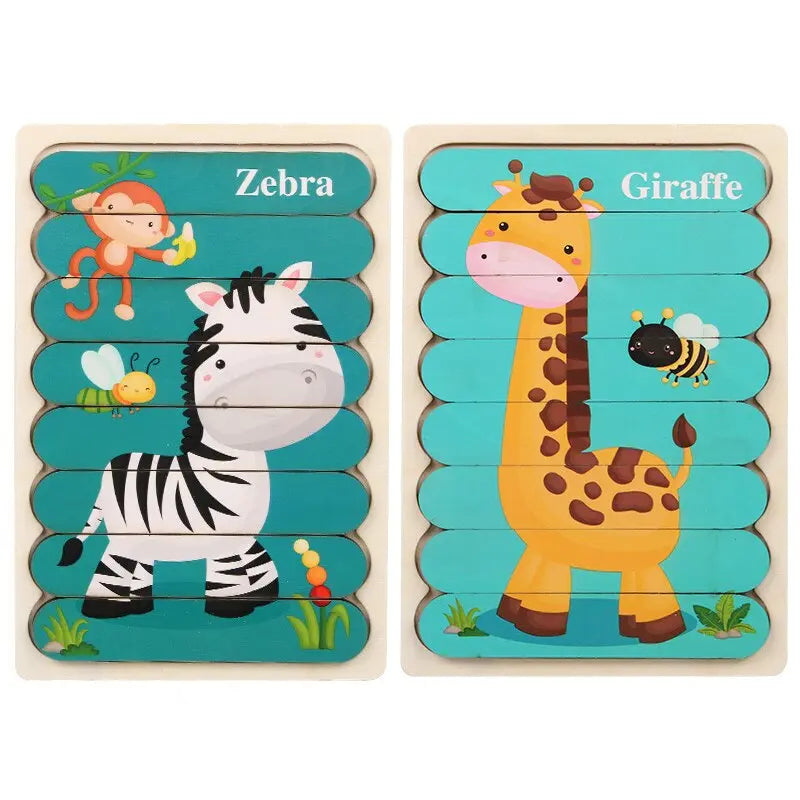 Wooden Animal and Fruit Jigsaw Puzzle for Children's Early Education and Learning Toyland EU