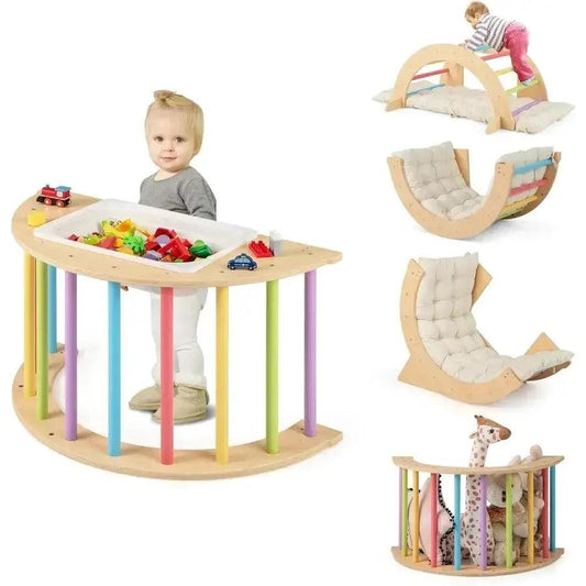  Wooden Arch Climber Montessori Play Gym Cushioned -  ToylandEU™