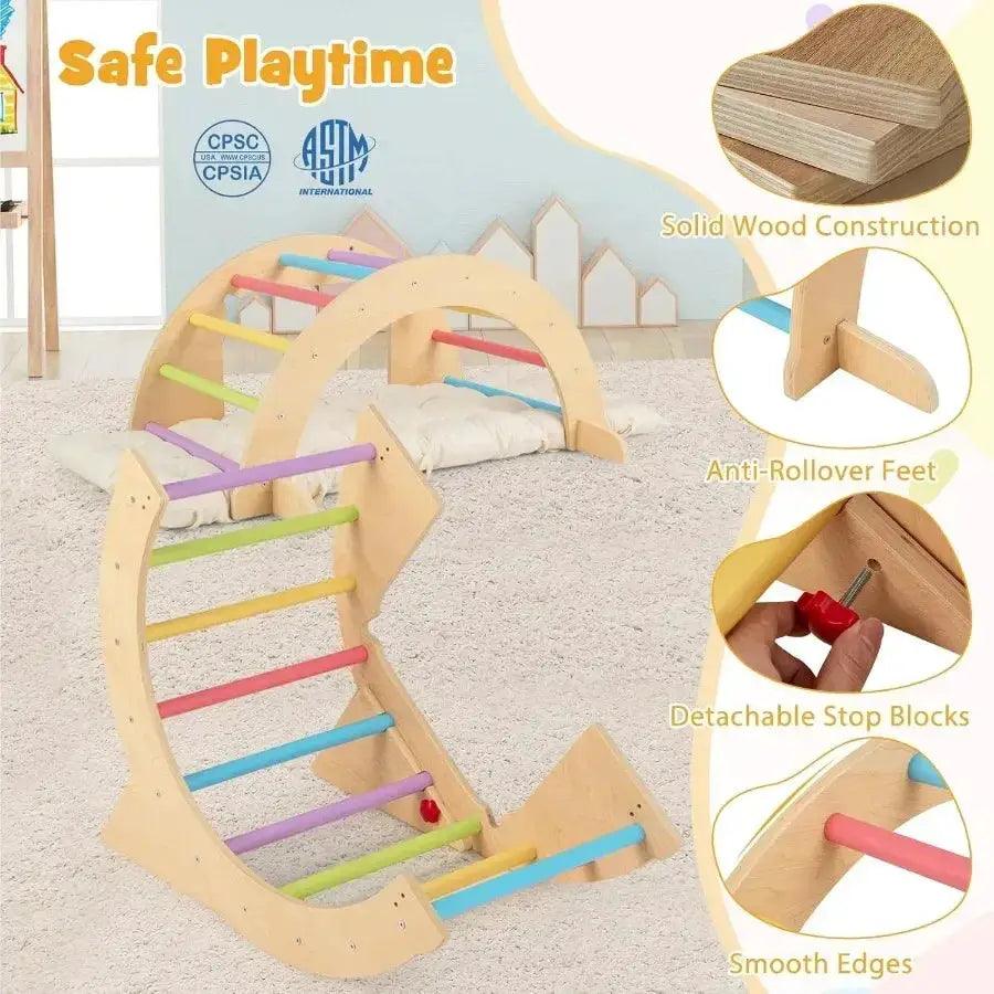  Wooden Arch Climber Montessori Play Gym Cushioned -  ToylandEU™