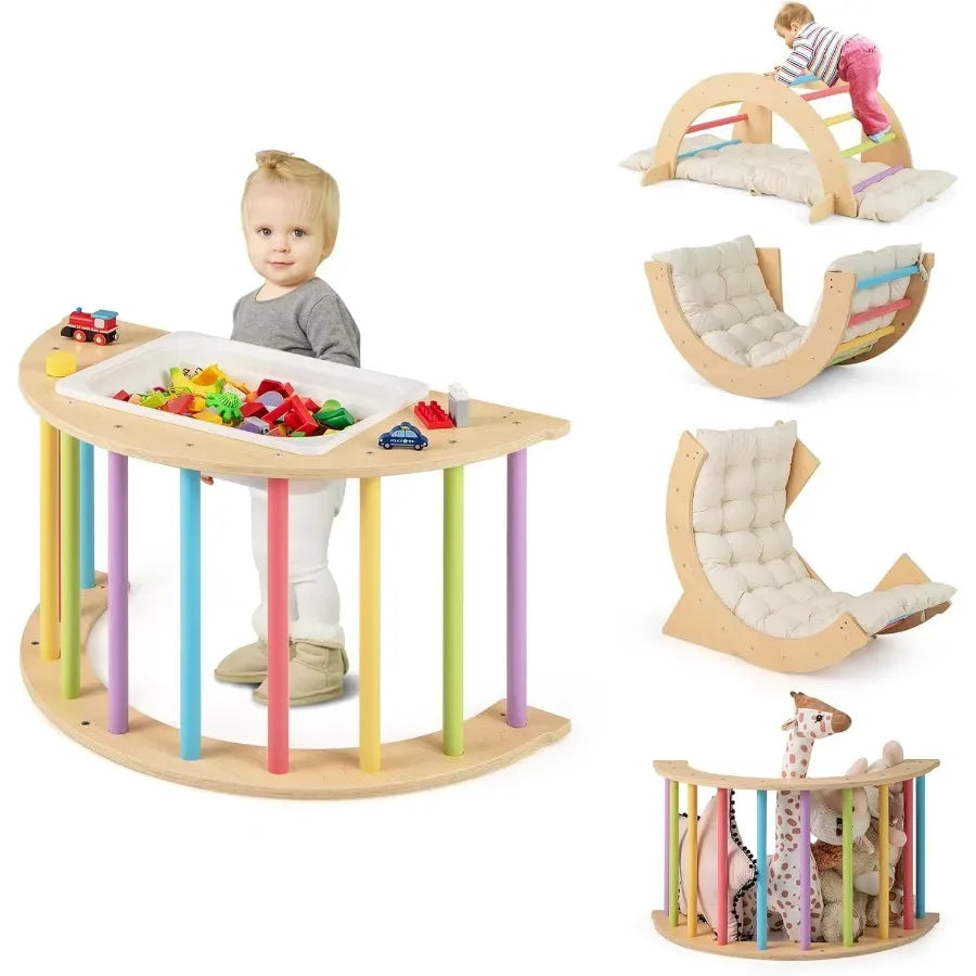 Wooden Arch Climber With Cushion Montessori Play Gym - ToylandEU