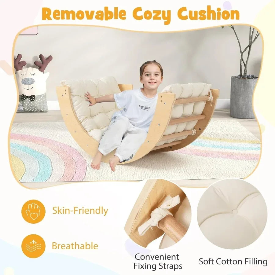 Wooden Arch Climber With Cushion Montessori Play Gym - ToylandEU