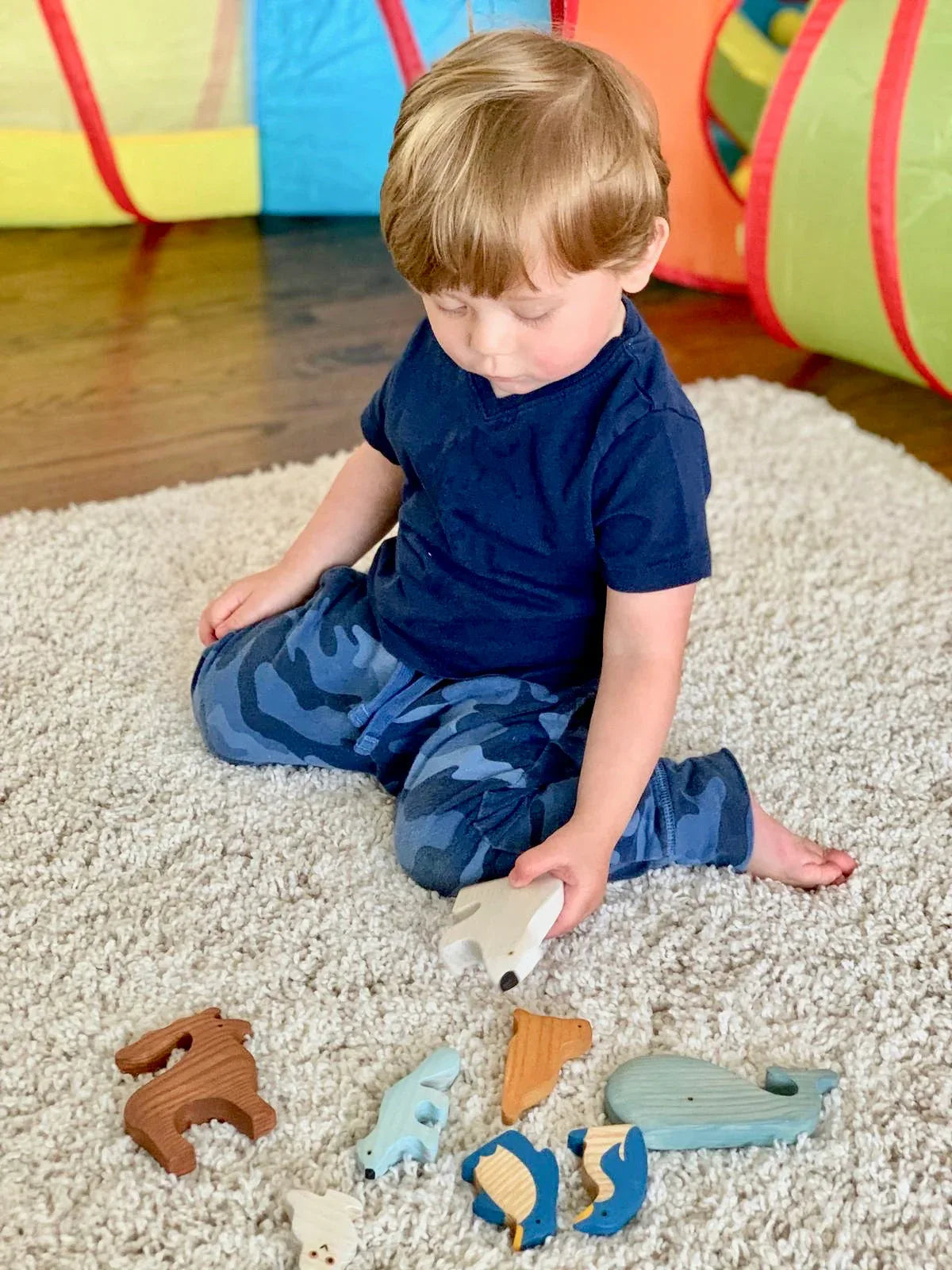 Wooden Arctic Animals Set Hand Painted Waldorf Toys - ToylandEU