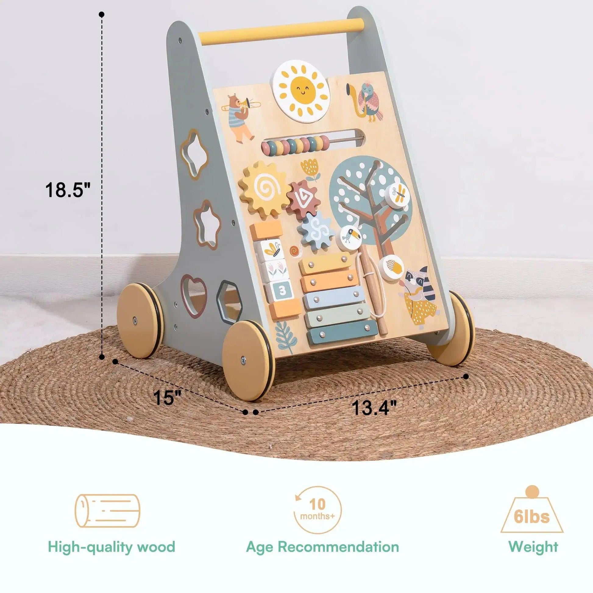  Wooden Baby Walker With Activity Center And Safe Finish -  ToylandEU™