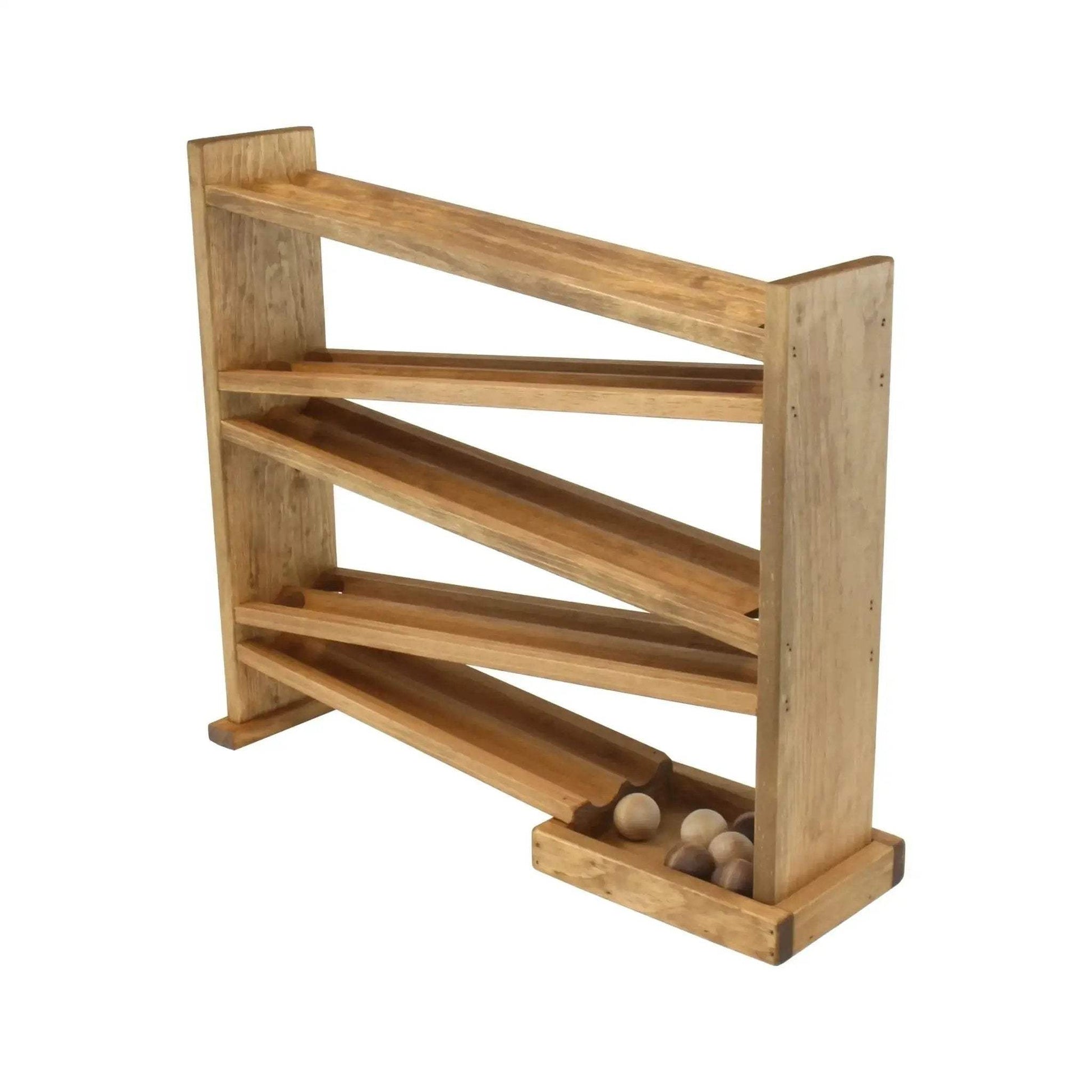 Wooden Ball Roller Racetrack Toy, Amish-Made, with 8 Wooden Balls - ToylandEU