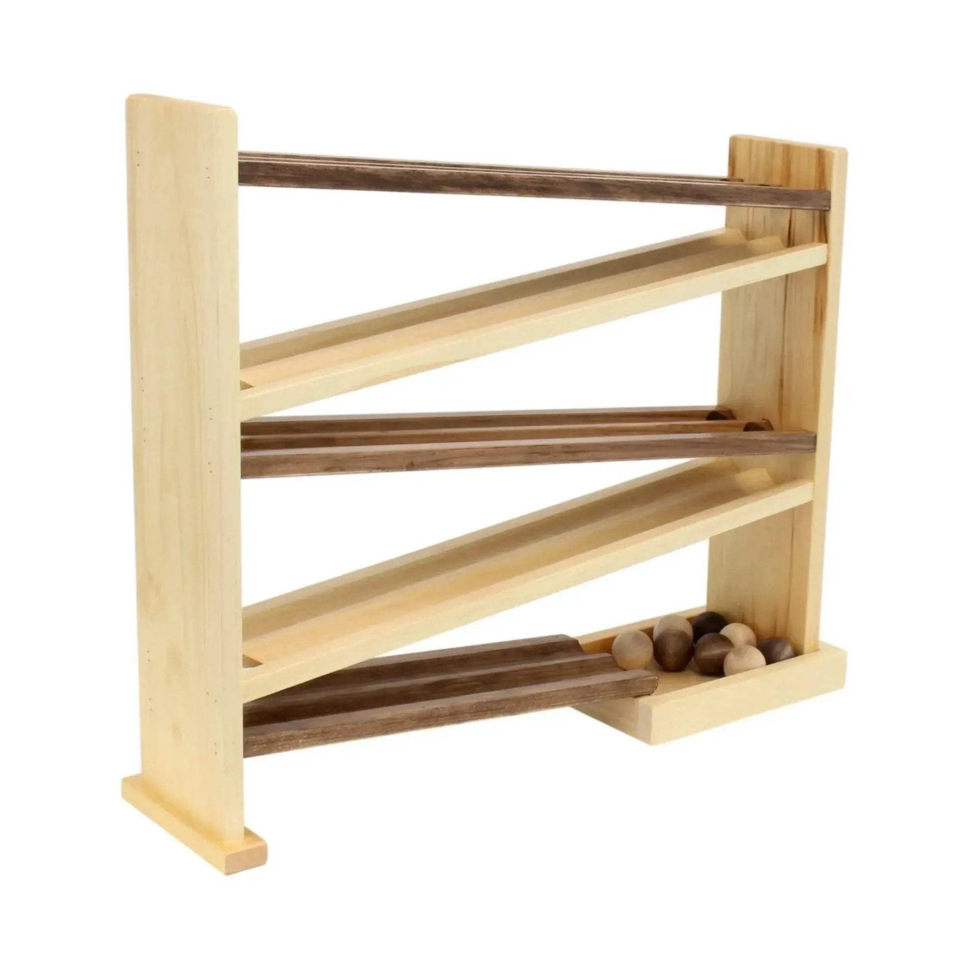 Wooden Ball Roller Racetrack Toy, Amish-Made, with 8 Wooden Balls - ToylandEU