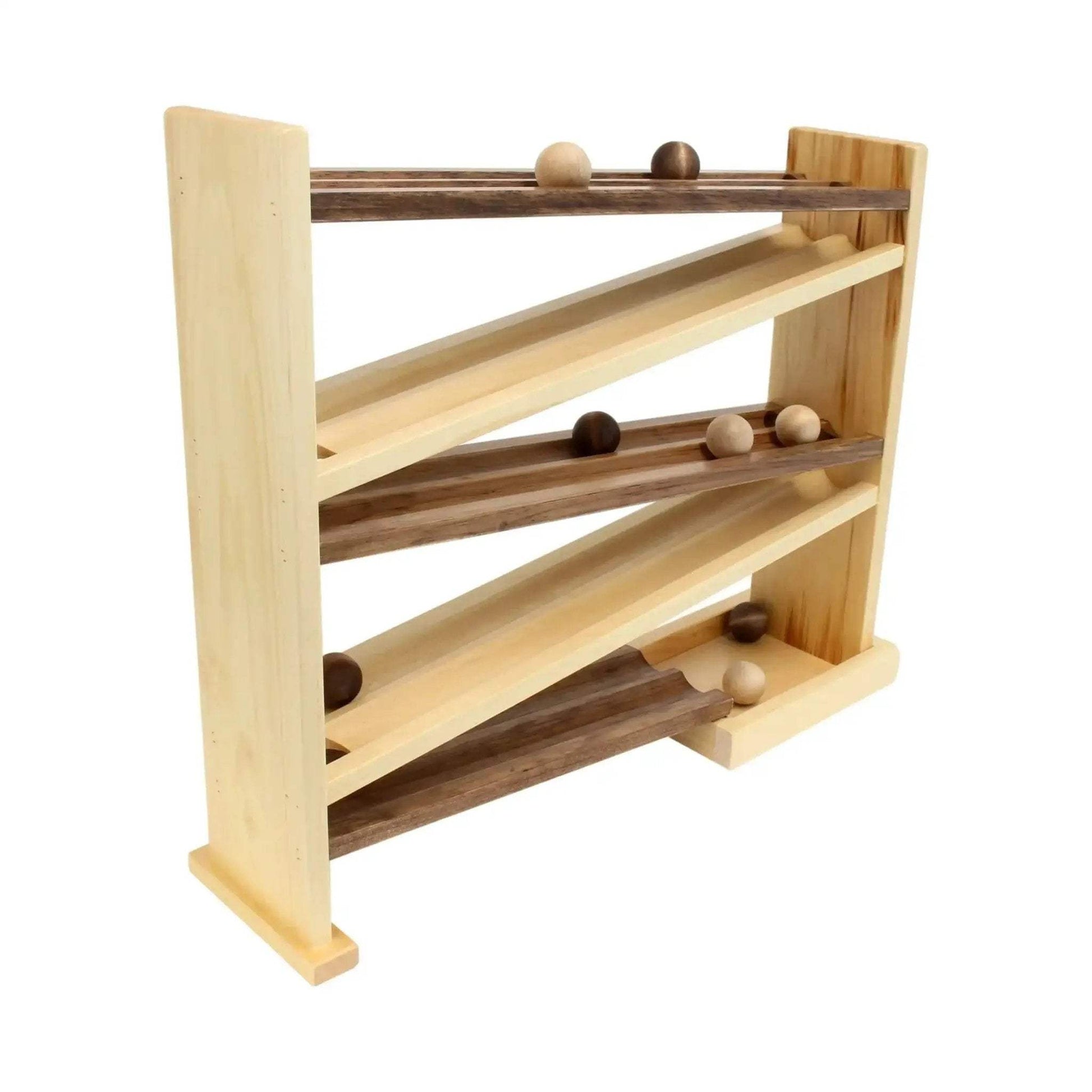 Wooden Ball Roller Racetrack Toy, Amish-Made, with 8 Wooden Balls - ToylandEU