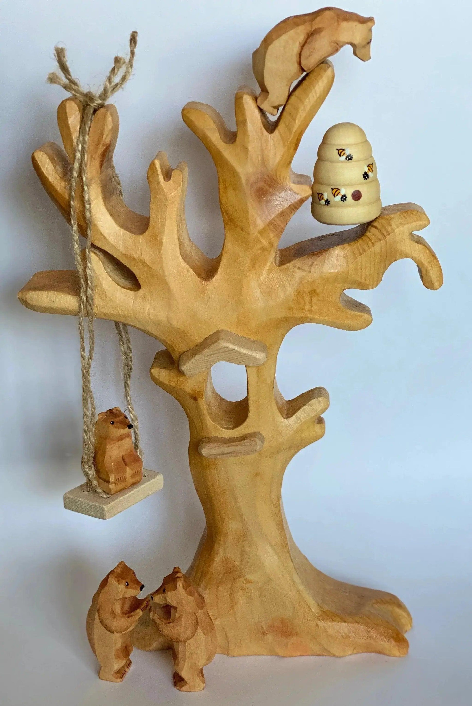  Wooden Beehive Figurine Toy Handmade Painted Play -  ToylandEU™