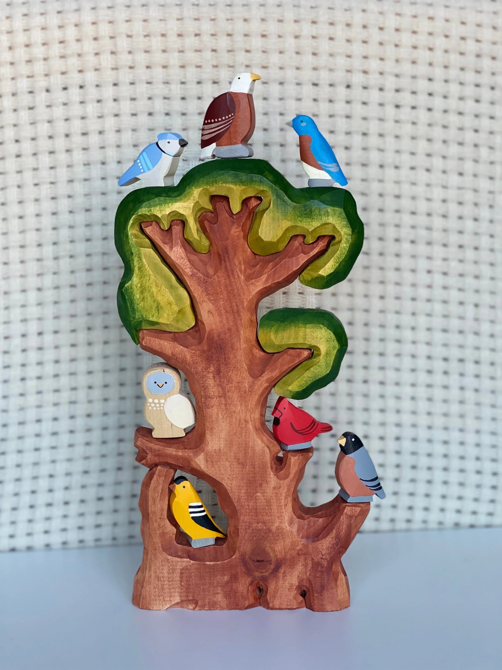 Hand Carved Wooden Bird Tree Toy For Imaginative Play - ToylandEU